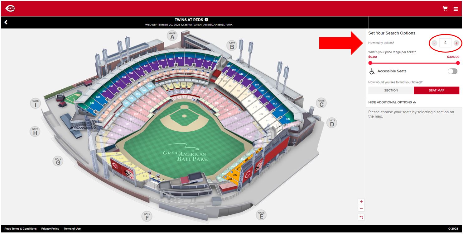 row seat number reds seating chart